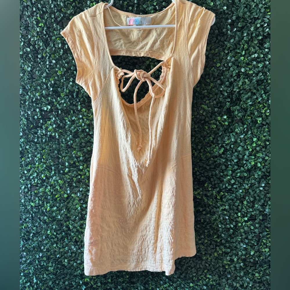 🔥5/$30🔥Free People Vivi Open Back Stretch Cotton Dress In Peach Sunrise - Picture 3 of 9